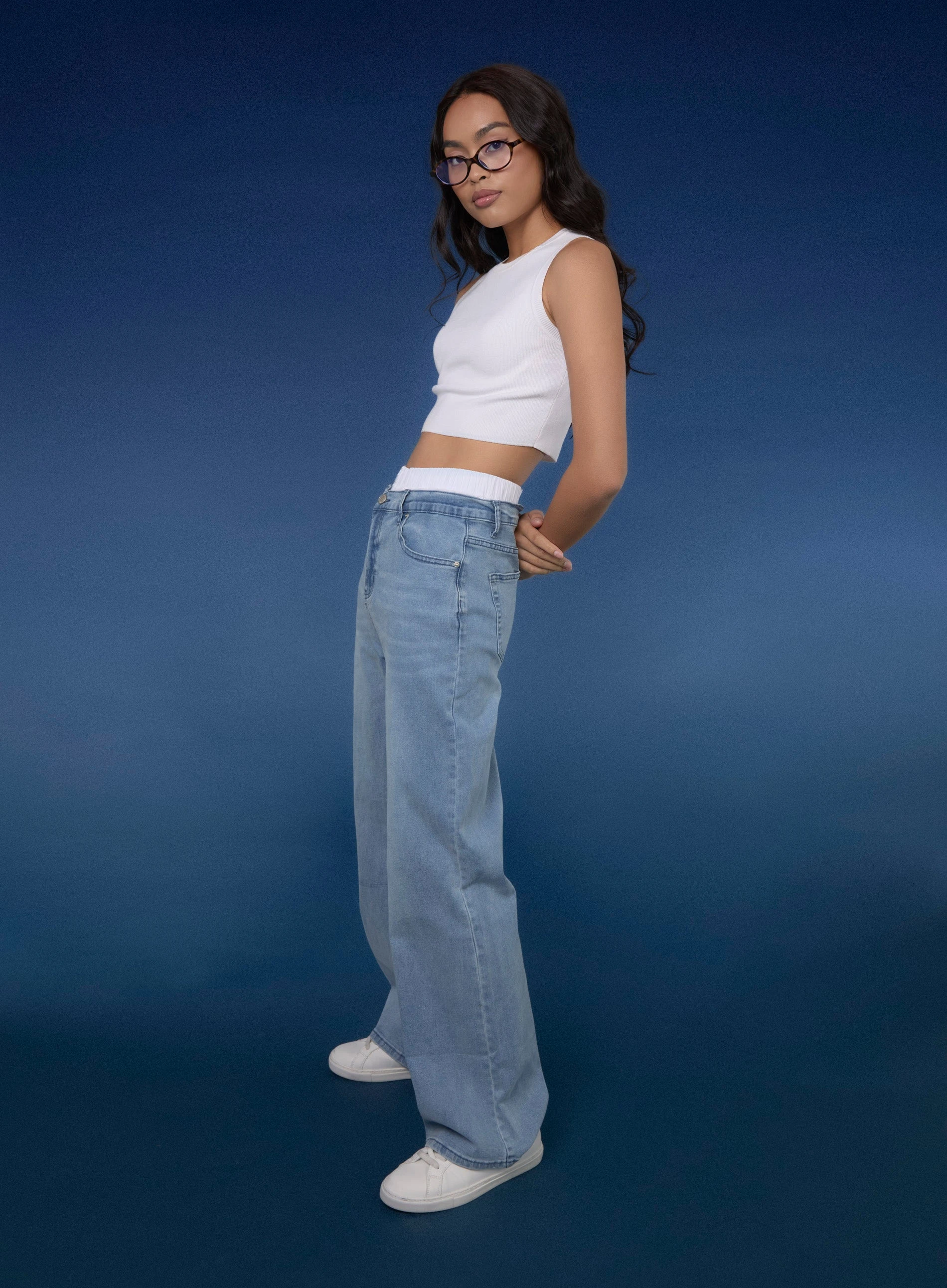 Washed Relaxed Fit High Waist Jeans DENIM