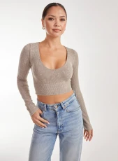 Washed Rib Long Sleeve Top / STONE Washed Rib Long Sleeve Top / STONE