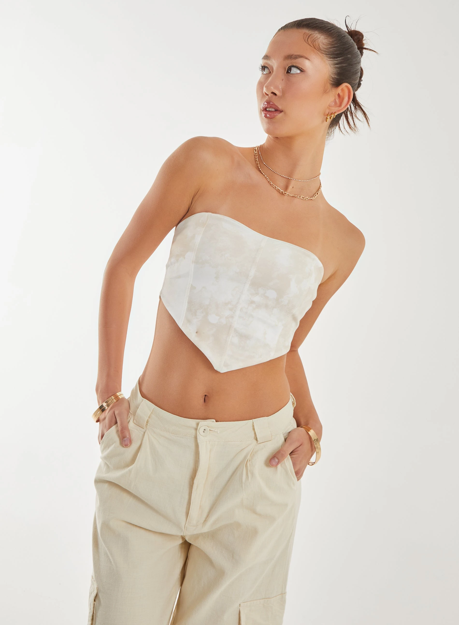 Watermark Seam Corset Top Stone