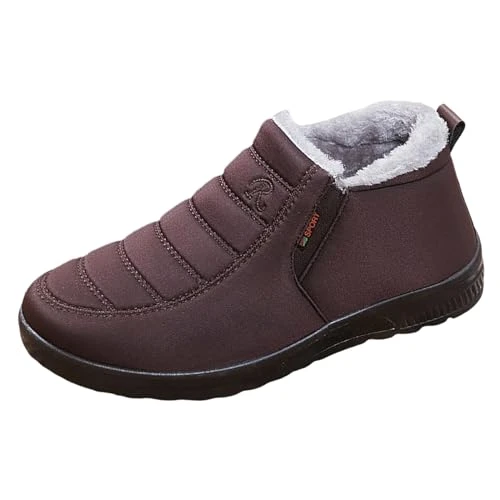 Waterproof Boots Women Waterproof Fur Lined Mid Calf Boots Lace Up Lightweght Non-Slip Outdoor Work Boots Biker Boots for Women Lightweight Work Boots Black Fleece Mens Walking Shoes