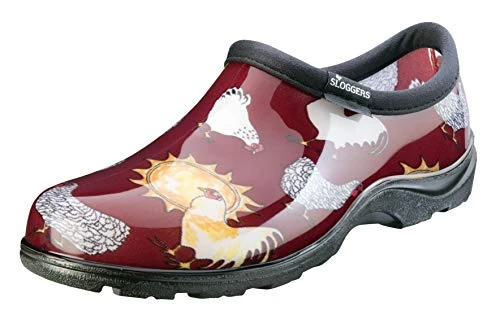 Waterproof Garden Shoe for Women – Outdoor Slip-On Rain and Garden Clogs with Premium Comfort Support Insole, (Original Chicken Red), (Size 9)