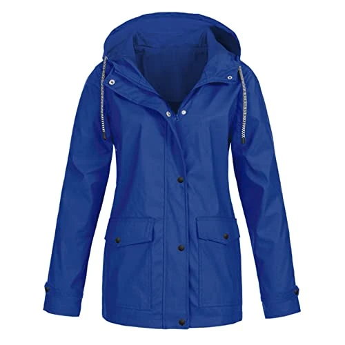 Waterproof Jacket Double Pocket Raincoat Women Waterproof Regatta Short Black Knit Fastening Windbreaker Raincoat Uniform for Christmas