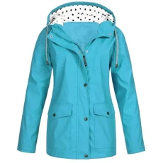 Waterproof Jacket Womens Clearance Winter Fashion Solid Color Drawstring Jackets Casual Plus Size Wi