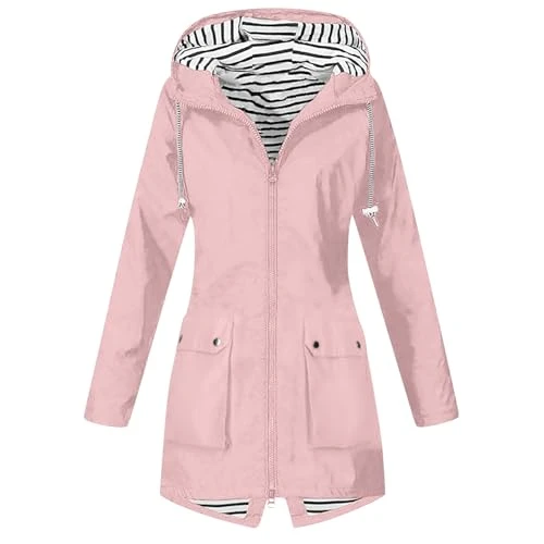 Waterproof Jackets W omen Breathable Lightweight Rain Coats Full Length Zip Jacket Ladies Raincoats with Hoods Pockets Windbreaker for Winter Hiking Snow Ski Outdoor Sale