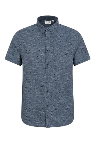 Wave Print Mens Short-Sleeved Shirt - Casual, Lightweight & Comfortable T-Shirt, 100% Cotton & Easy 