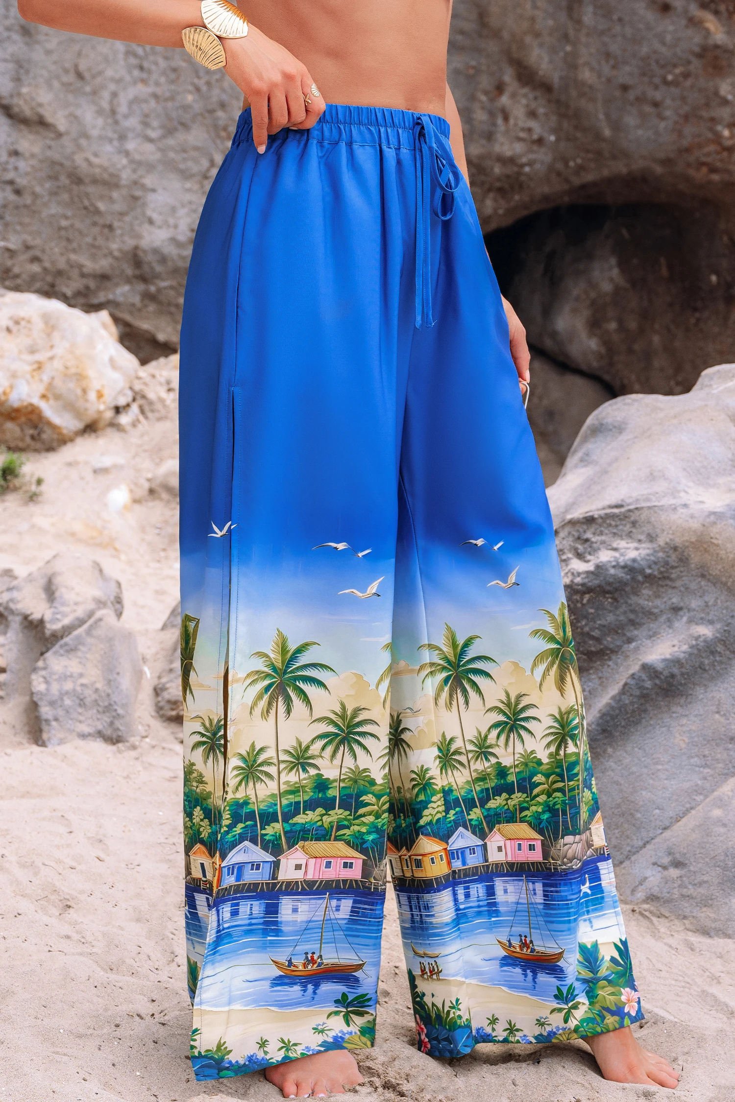 Waves & Wonder Tropical Cover-Up Pants - Blue