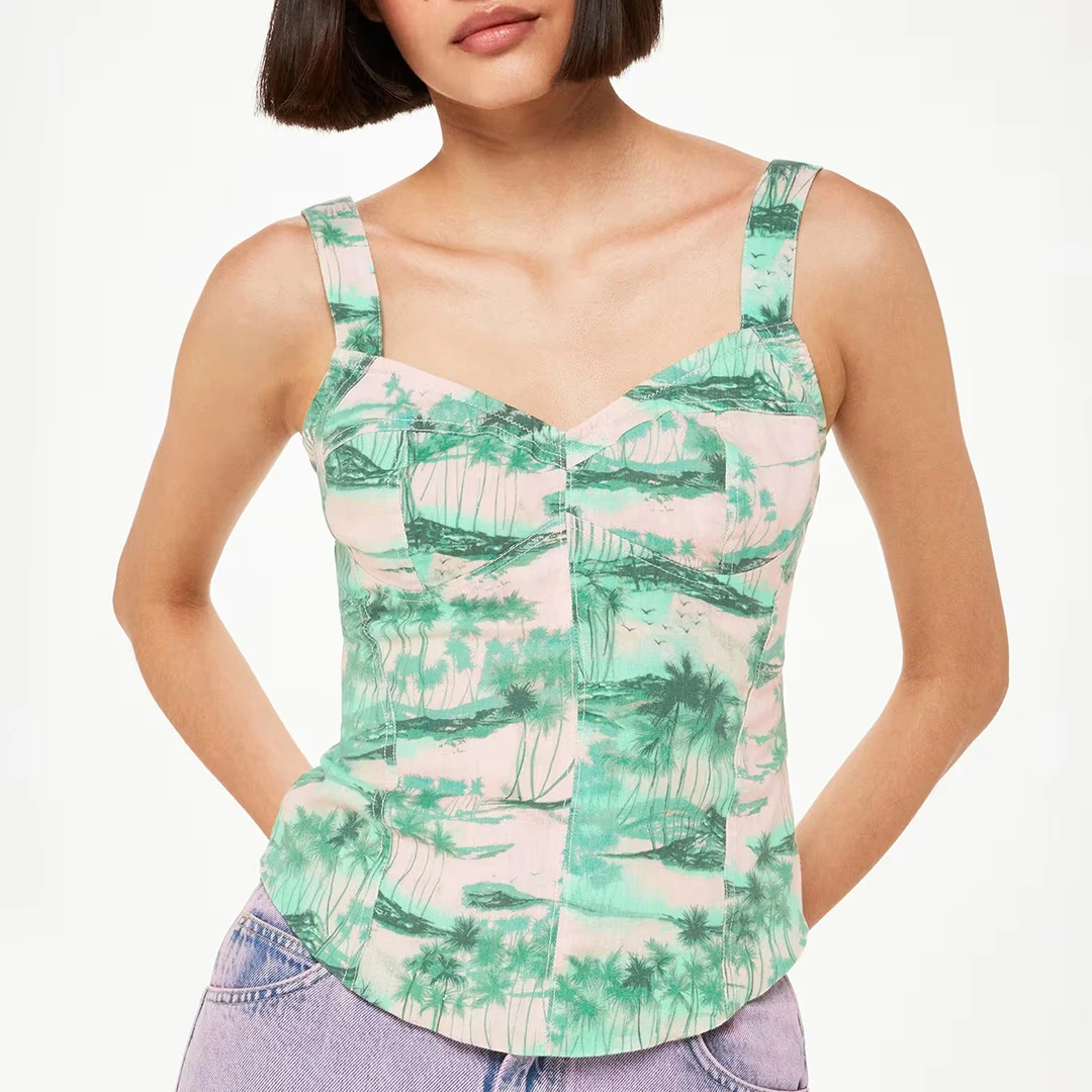 Waving Palms Bustier Top - Pink