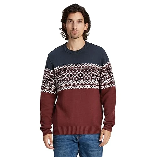 Waylon Mens Knitted Jumper. Mens Jumper in A Fairisle Pattern. This Mens Jumper Comes in A Crew Neck