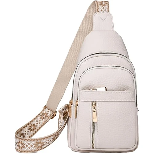 Wbougisay Crossbody Bag, Relevantk Crossbody Bag, Anti-Theft Embroidery Solid Color Crossbody Bag, Large capacity (White)