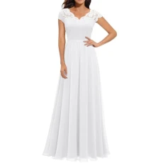 Wedding Guest Dresses for Women UK Elegant V-Neck Floral Lace Bridesmaid Maxi Dress Evening Formal P