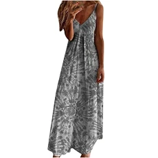 Wedding Guest Dresses for Women UK Elegant Vacation Beach Boho Dresses A-Line Swing Occasion Dressy Maxi Dresses Summer Causal Wrap Bust Cami Dresses especiales del Dia de hoy