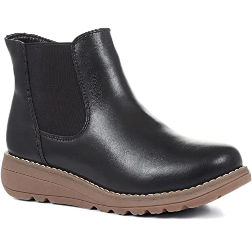 Wedge Chelsea Boots - Black Size 4