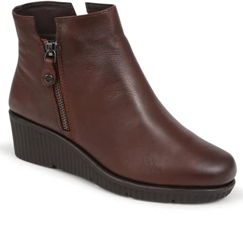 Wedge Heel Ankle Boots - Chestnut Size 6