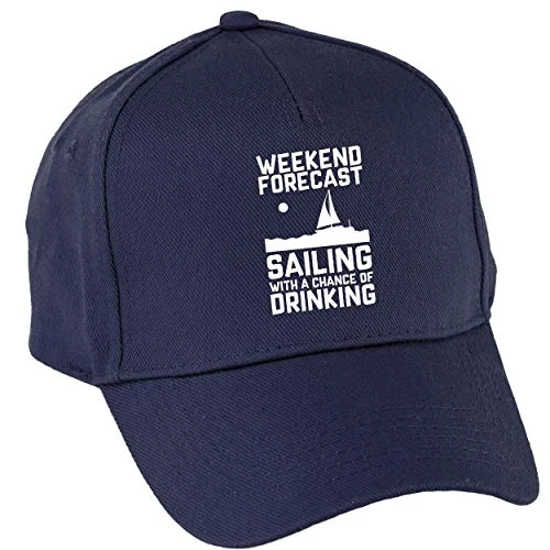 Weekend Forecast Sailing with a Chance of Drinking Baseball cap hat Premium printed 5 panel onesize adults Navy