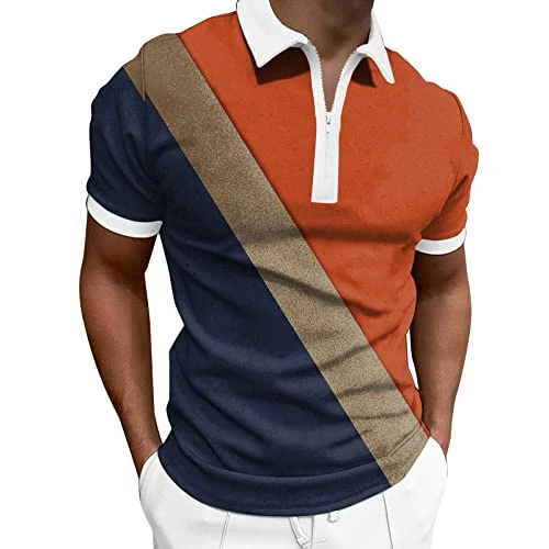 Western Shirt for Men Mens Pullover Fleece Quarter Zip Beach Tank Tops for Men Pocket Polo Shirts for Men Big and Tall Men Beach Outfits Sets Mens Light Blue Dress Shirt(B-Orange,XX-Large)