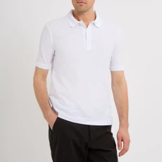 White Ancrum Pique Cotton Polo Shirt