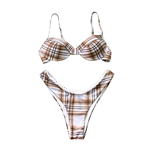 White Bikini Set Size 4 Quick Dry Bathing Suit with Shorts Back Braided Straps Lace up Women's Bikini Sets V Neck Bikini Top & Flattering High-Waisted Bikini Bottoms Personalised Gifts Expedition