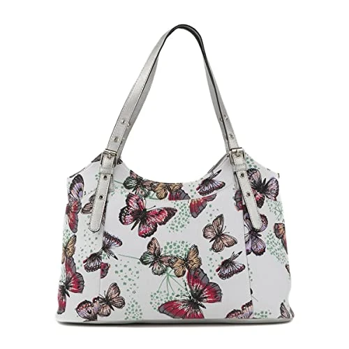 White Butterfly Printed Shoulder Bag - Size 1 UK - White