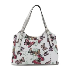 White Butterfly Printed Shoulder Bag - Size 1 UK - White