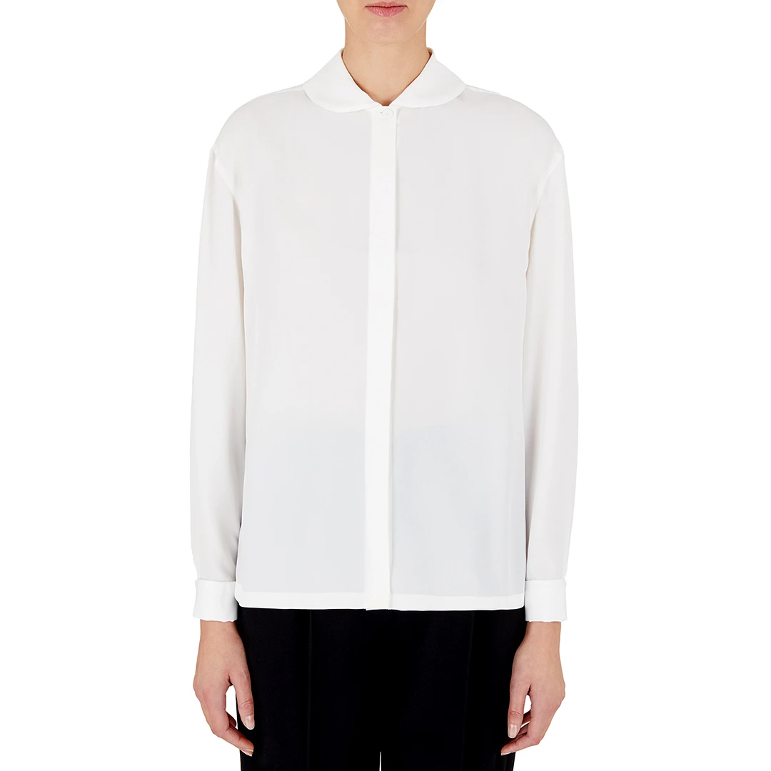 White Button Silk Blouse
