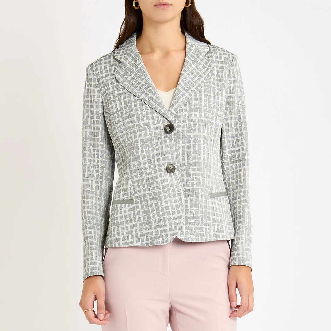 White Check Silk Blend Jacket ulti