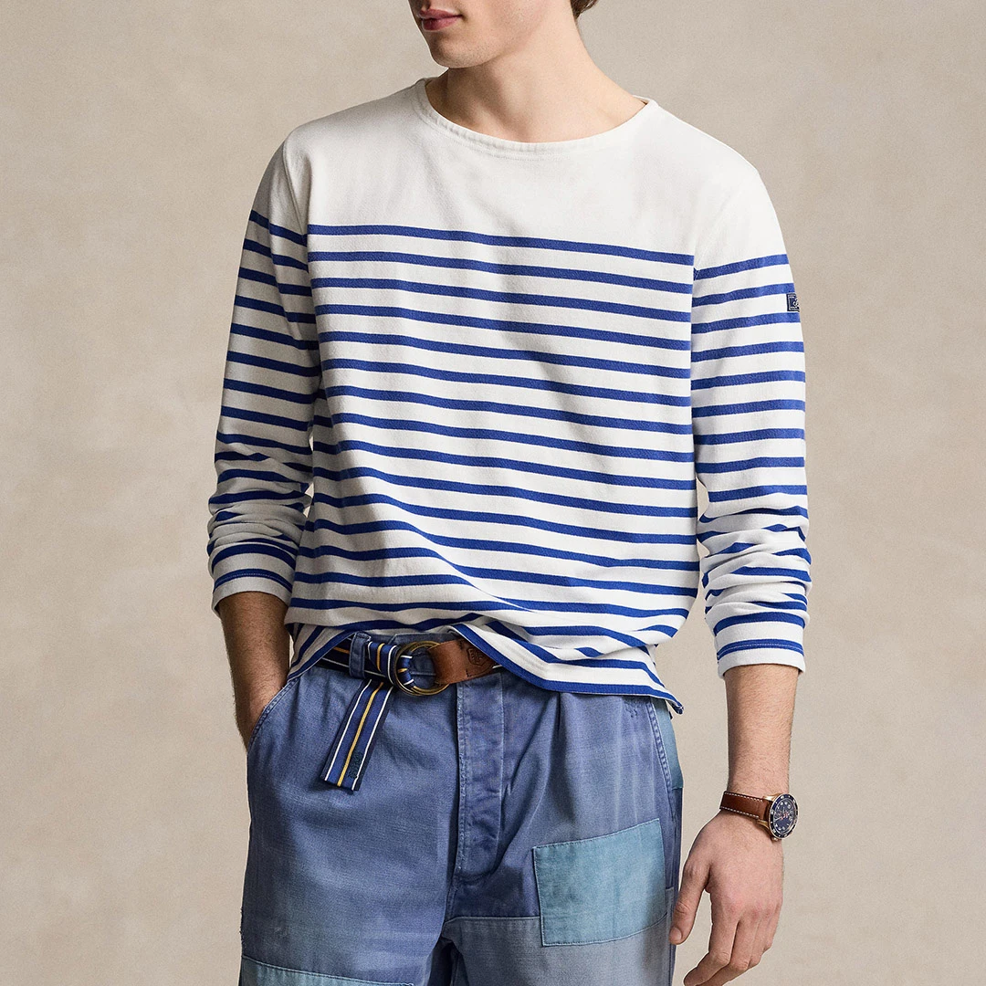 White Classic Fit Striped Cotton Top