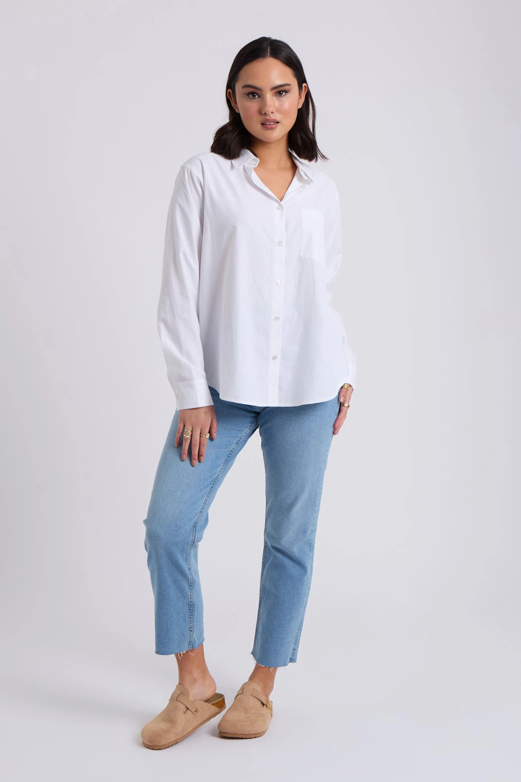 White Cotton Oversized Shirt /