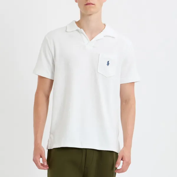 White Custom Slim Cotton Blend Polo Shirt - White