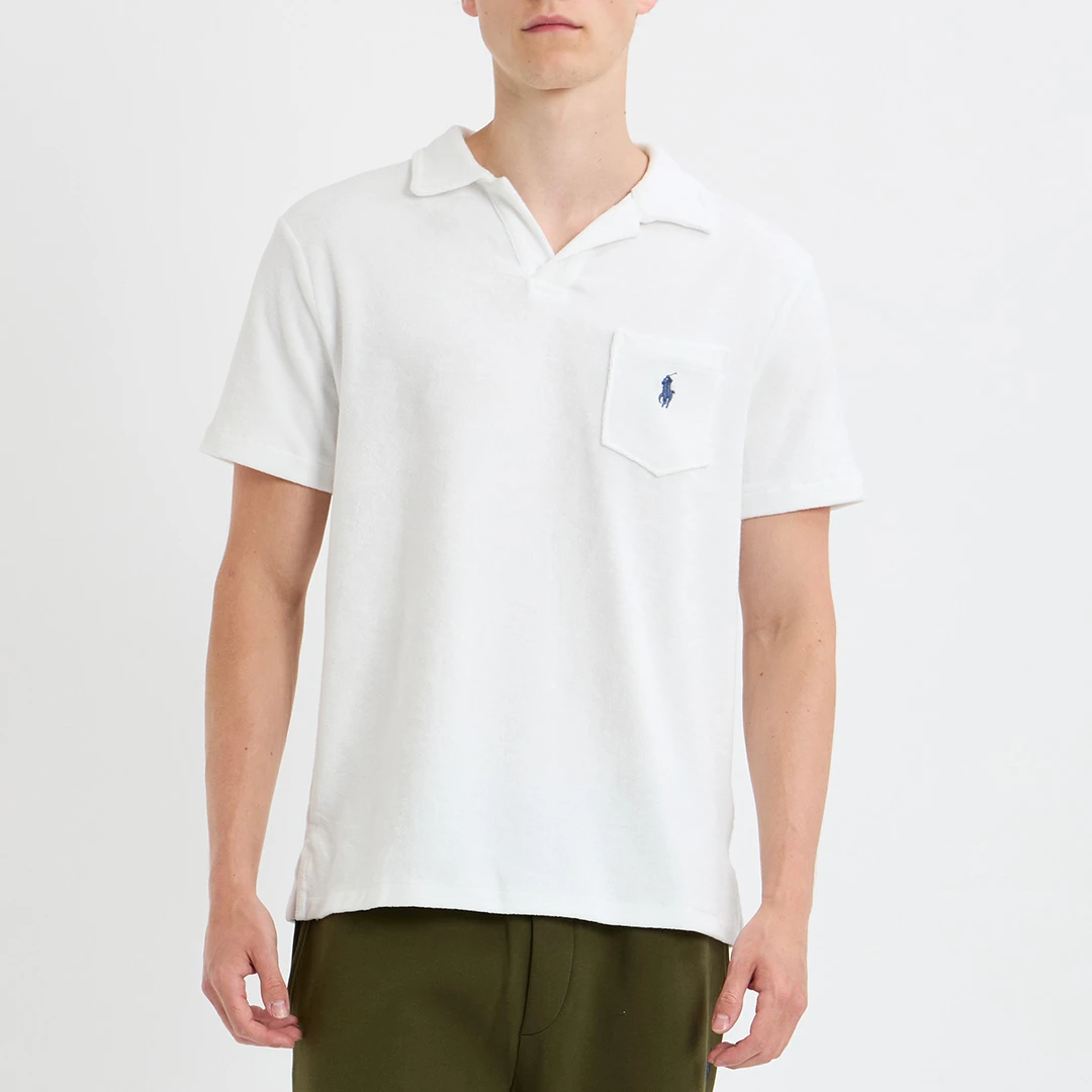 White Custom Slim Cotton Blend Polo Shirt