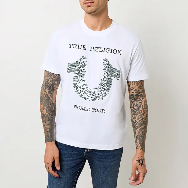 White Embroided Radio Wave T-Shirt