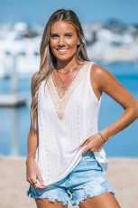 White Eyelet V-Neck Tank Top White Eyelet V-Neck Tank Top