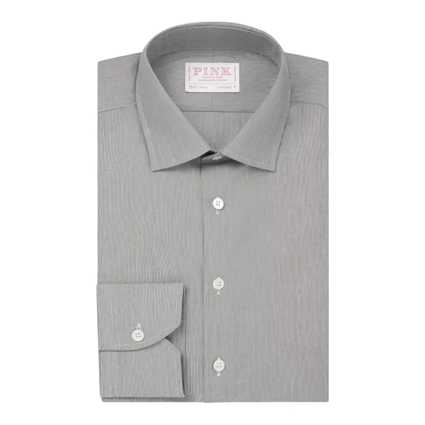 White Fine Stripe Tailored Fit Cotton Shirt - Black