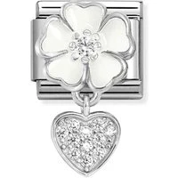 White Flower With Heart Charm