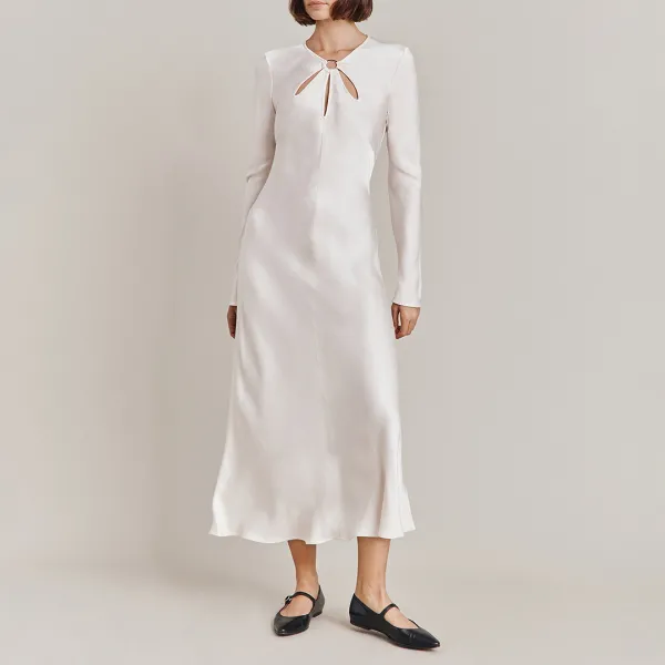 White Freya Long Sleeve Dress - White
