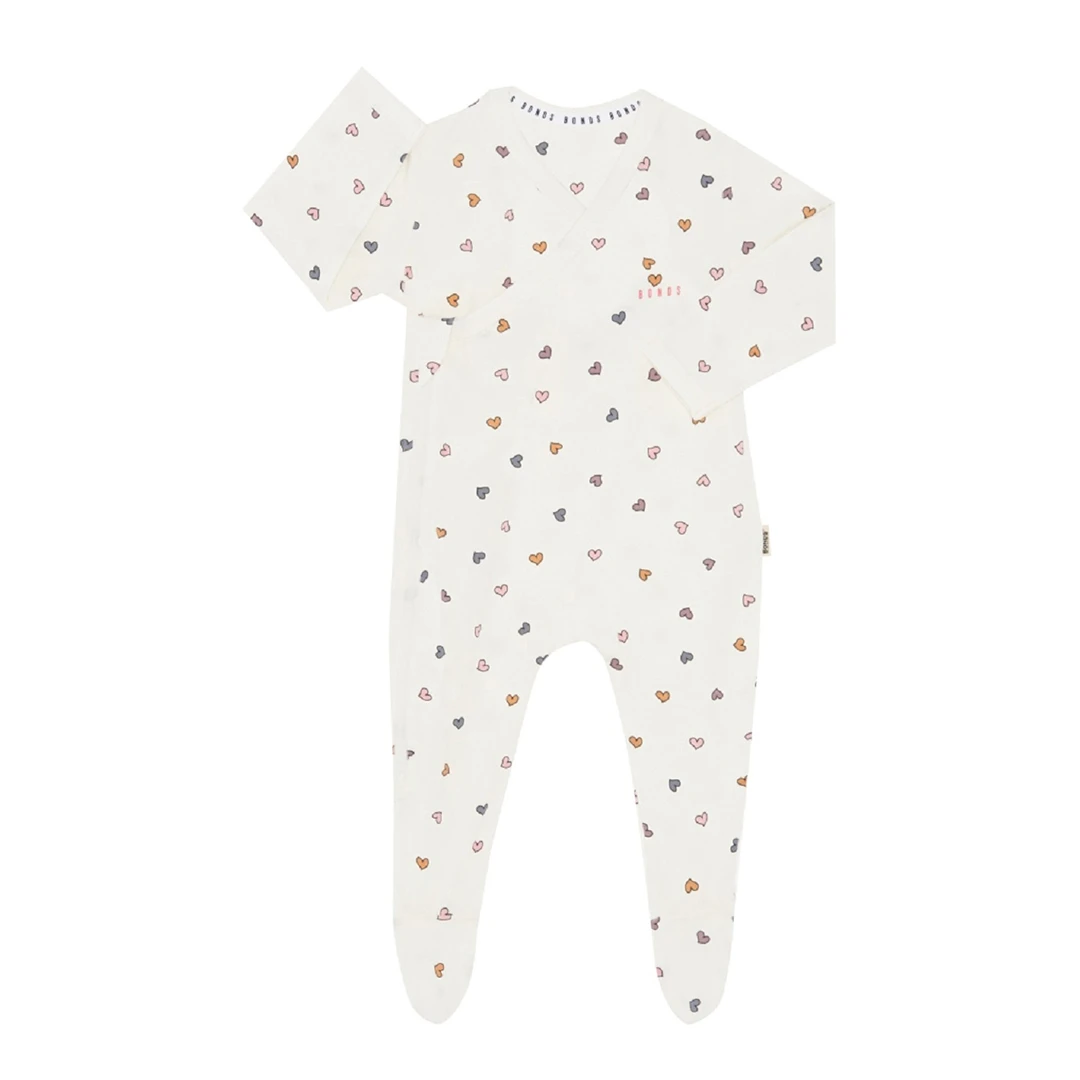 White Heart Newbies Cotton Blend Zip Suit - Multi