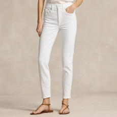 White High Rise Slim Stretch Jeans