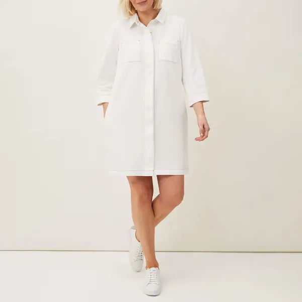 White Katie Denim Dress - White
