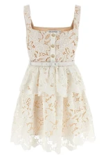 White Lace Tiered Mini dress White Size UK