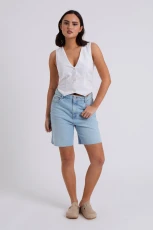 White Linen Blend Waistcoat /