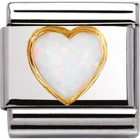 White Opal Heart Charm