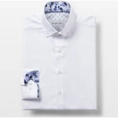 White Oxford with Skulls Accents Button-Down Shirt, L