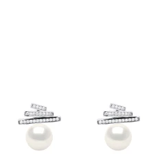 White Pearl Button Earrings