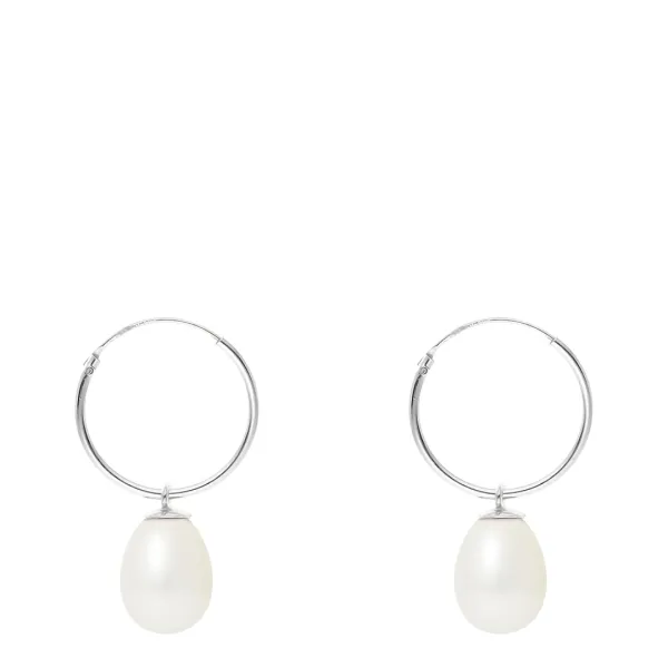 White Pearl Hoop Earrings