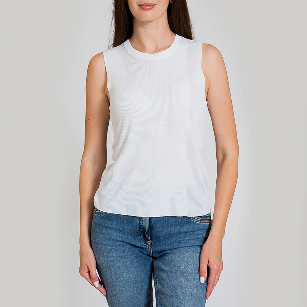 White Ribbed Tank Top