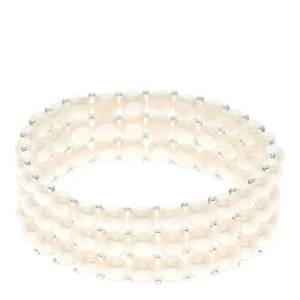 White Row Of Pearl Bracelet
