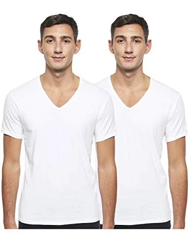 White Shirt Pack of 2 - White T Shirt Men - Designer Boys Clothes - Mens Tops Designer V Neck T-Shirt