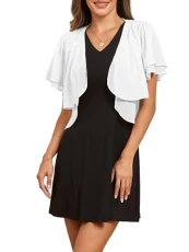 White Shrug for Women UK, Ladies Original Ruched Chiffon Boleros Short Sleeve Cropped Cardigans Jackets (XL, White) White Shrug for Women UK, Ladies Original Ruched Chiffon Boleros Short Sleeve Cropped Cardigans Jackets (XL, White)
