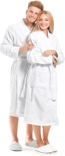 White Terry Towel Bathrobe Dressing Gowns100% Egyptian Cotton Beach Body Wrap Lightweight for All Seasons Spa Hotel Sleepwear Comfort (UK, Alpha, M, Regular, Regular, Tall, White)