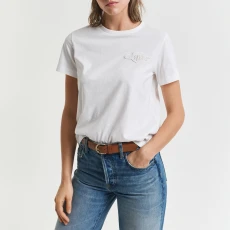 White Tonal Shield Cotton T hirt