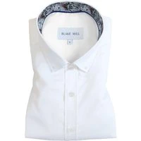 White with Japanese Garden Button-Down Shirt, XL